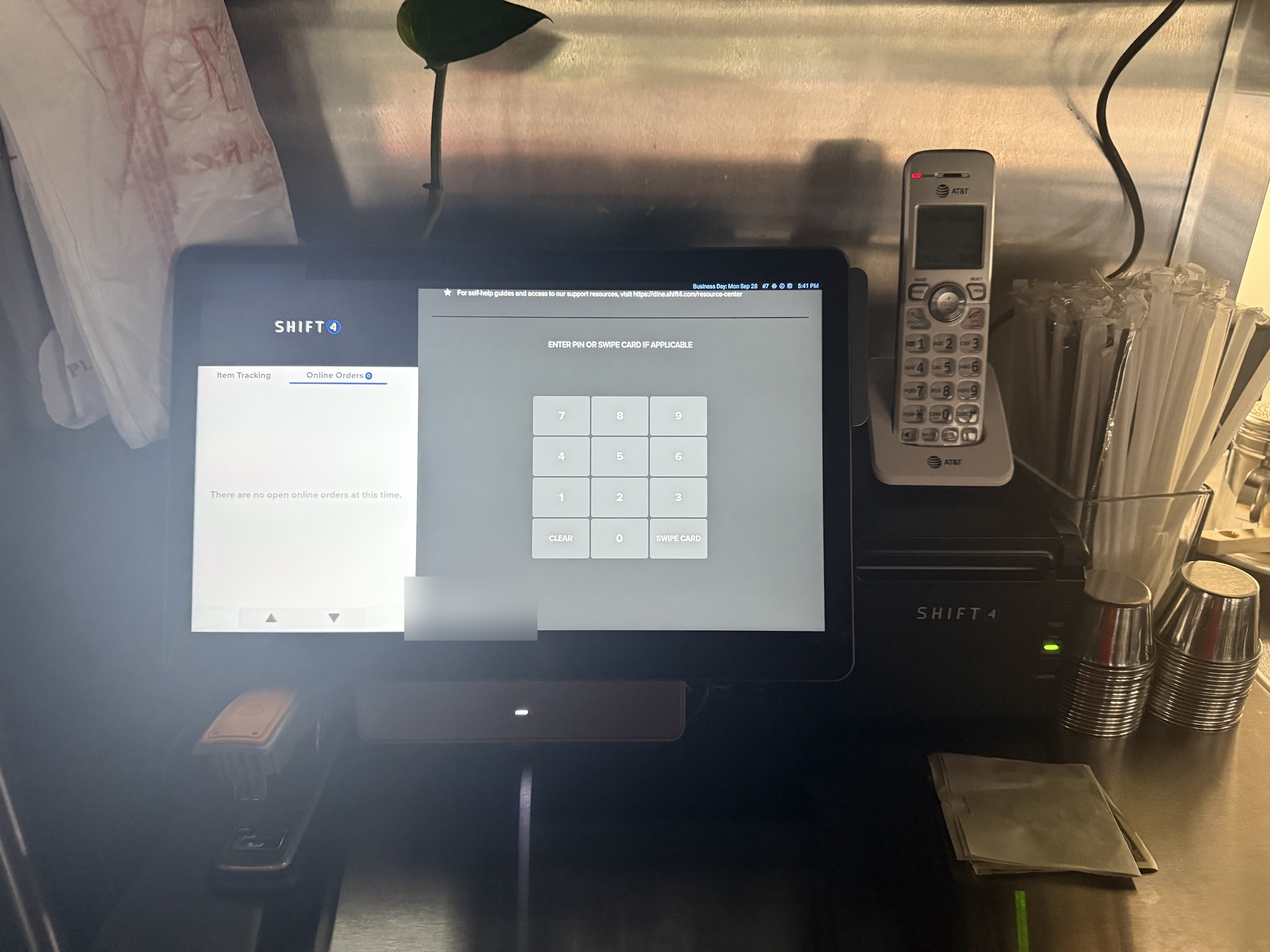 Shift4 Dine POS station at Tom's Place diner in High Point, NC, installed by Merchant Tech Group
